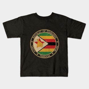Vintage Republic of Zimbabwe Africa African Flag Kids T-Shirt